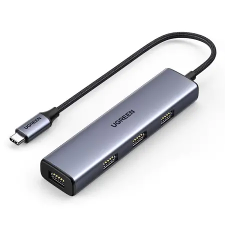 HUB Ugreen, USB-C - 4x USB 3.0, 5 Gb/s, Argintiu