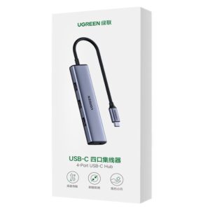 HUB Ugreen, USB-C - 4x USB 3.0, 5 Gb/s, Argintiu