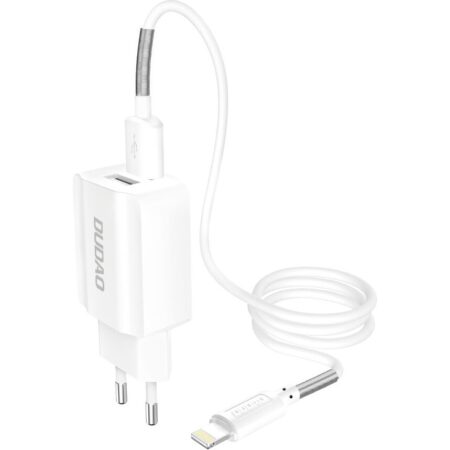 Incarcator retea Dudao A2EU cu cablu tip Lightning, 2.4A, 2 X USB, Alb