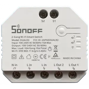 Releu inteligent Sonoff Dual R3, Wireless, 2 canale, Alb