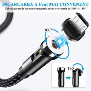 Cablu magnetic, JOYROOM, 3in1, USB, 1.2m, Negru