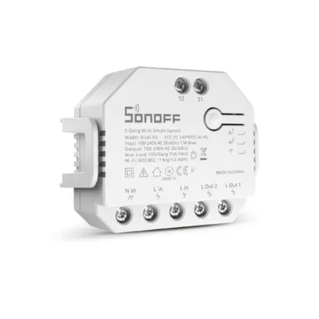 Releu inteligent Sonoff Dual R3, Wireless, 2 canale, Alb