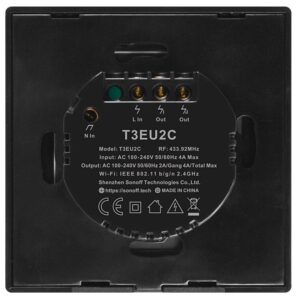 Intrerupator Wifi + RF incastrabil Negru 2 circuite SONOFF SONOFF-TXT3EU2C