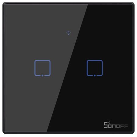 Intrerupator Wifi + RF incastrabil Negru 2 circuite SONOFF SONOFF-TXT3EU2C