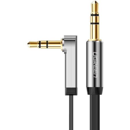 Cablu Audio Ugreen AV119 Angled Flat Jack 3.5mm 2m , Black