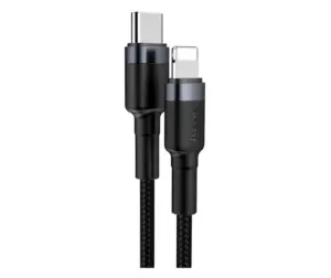 Cablu Date si Incarcare Baseus USB Type-C la tip Lightning, 18W, 1 m, CATLKLF-G1, Gri/Negru
