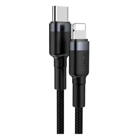 Cablu Date si Incarcare Baseus USB Type-C la tip Lightning, 18W, 1 m, CATLKLF-G1, Gri/Negru