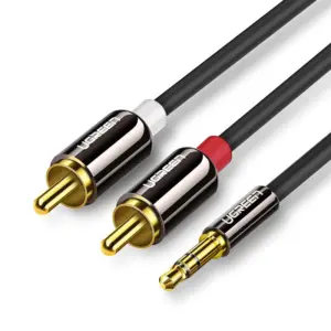 Cablu Audio Ugreen AV116 Jack 3.5mm la 2 RCA 2m, Black