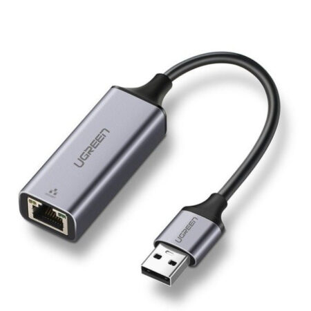 Adaptor UGREEN din aluminiu USB-C la RJ45, Gigabit Ethernet gri