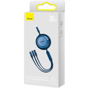 Cablu pentru incarcare si transfer de date 3 in 1 Baseus Bright Mirror 2, USB - Micro-USB/Lightning/USB Type-C, 3.5A, 1.1m,Akvastru