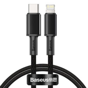 Cablu Date si Incarcare Baseus USB Type-C la tip Lightning, 18W, 1 m, CATLKLF-G1, Gri/Negru