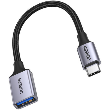 Adaptor cablu date OTG UGREEN US378B USB-C tata la USB 3.0 mama, 5 Gbps, 15cm Negru