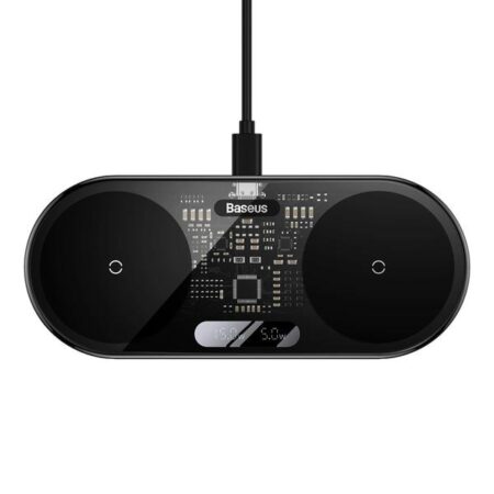 Incarcator wireless Baseus Digital LED Display Dual Qi, 20W