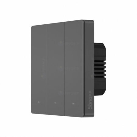 Comutator de perete inteligent WiFi Sonoff Smart cu 3 canale negru (M5-3C-86)