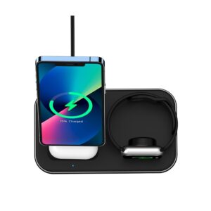 Incarcator wireless 3in1 Choetech T589-F 15W compatibil cu iPhone 12/13/14, AiPords Pro, Apple Watch, Gri