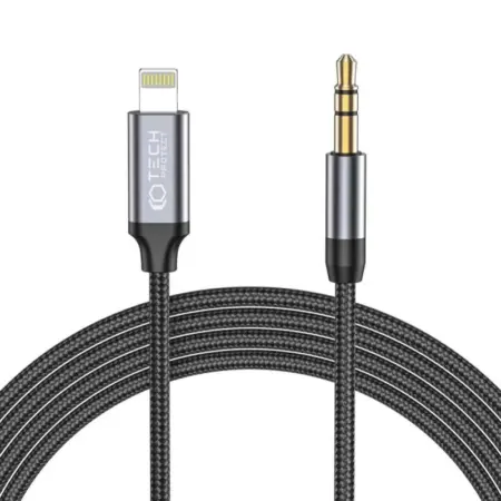 Cablu TECH-PROTECT UltraBoost, tata tip Lightning la tata jack 3.5 mm, 1m, Negru
