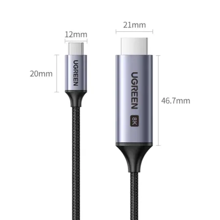 Cablu USB C - Hdmi 2.1 8K 60Hz 1.5M Ugreen Cm565, Gri
