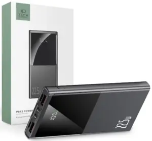 Baterie externa portabila TECH-PROTECT PB12, 10000 mAh, LED, 22.5W, Cablu USB-C 50cm inclus, Gri