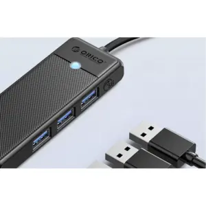 Adaptor Hub Orico 5-in-1 PAPW3AT-C3-015-BK-EP, USB-C la 3x USB 3.0, 1x TF slot, 1x SD slot, 5 Gbps, Negru