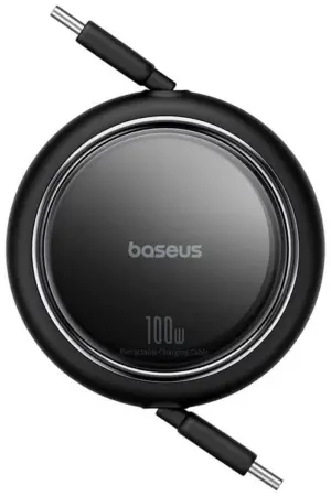 Cablu Baseus Free2Draw Mini, Retractabil USB-C la USB-C, 100W, 1m, Negru