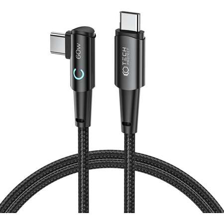 Cablu pentru incarcare si transfer de date TECH-PROTECT UltraBoost L, 2x USB Type-C, PD 60W, 6A, 1m, Gri