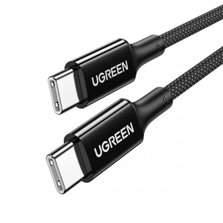 Cablu de date USB-C la USB-C, Ugreen US557, 100 W, 5 A, Negru
