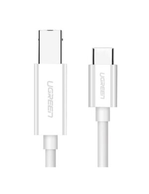 Cablu pentru imprimanta Ugreen US241, USB Type-C tata la USB 2.0 Type-B tata, 1.5m, Alb