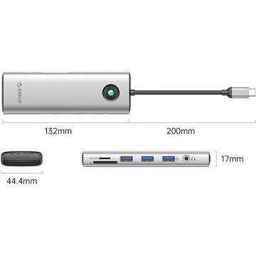 Statie de andocare multifunctionala HUB Orico Type-C 5 in 1 (argintiu)