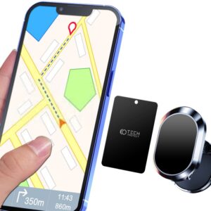 Set 4 placute metalice TECH-PROTECT Magnetic pentru suporturi auto, Adeziv 3M, Negru