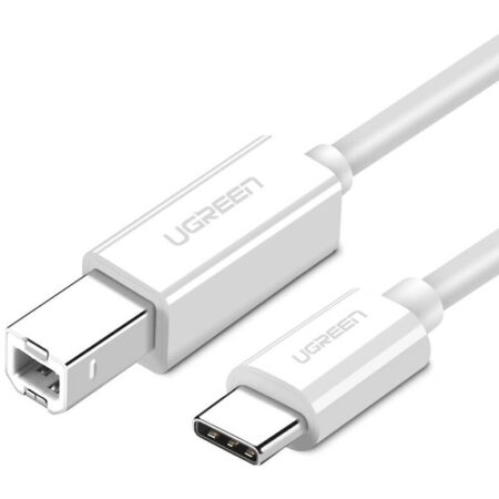 Cablu pentru imprimanta Ugreen US241, USB Type-C tata la USB 2.0 Type-B tata, 1.5m, Alb