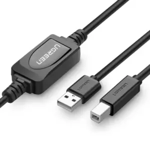 Cablu de imprimanta USB 2.0 A-B UGREEN US122 activ, 10m (negru)