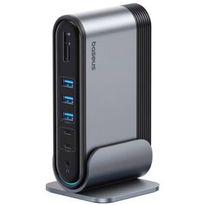 Hub Baseus cu 17 porturi, USB-C/USB 3.0/PD/PC/RJ45/SD/TF, Gri