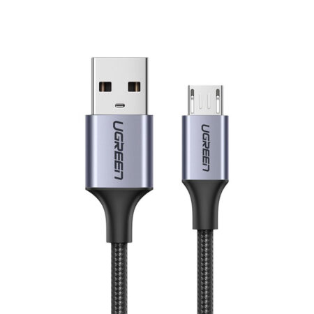 Cablu alimentare/date USB la Micro-USB UGREEN, Fast Charging,  braided 1.5m, Negru