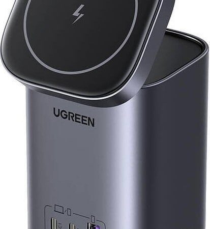 Incarcatorul UGREEN CD342 combina tehnologia moderna, versatilitatea si designul elegant, oferind o solutie eficienta pentru incarcarea mai multor dispozitive in acelasi timp. Compatibil cu cele mai recente telefoane iPhone, MacBook si Samsung, acest incarcator este perfect pentru persoanele care folosesc o varietate de gadgeturi. Forma sa compacta si culoarea gri eleganta se potrivesc perfect cu orice birou sau zona de lucru. Incarcare rapida 100W Principalul avantaj al incarcatorului UGREEN CD342 este capacitatea sa de a se incarca rapid cu o putere de pana la 100W. Datorita acestui lucru, puteti incarca MacBook Air M2 de la 0 la 51% in doar 30 de minute. Aceasta functie este de nepretuit pentru persoanele aflate in permanenta in miscare, care au nevoie sa restabileasca rapid alimentarea dispozitivelor lor. Mai multe porturi de incarcare Incarcatorul este echipat cu trei porturi de incarcare cu fir (2xUSB-C, 1x USB-A) si un loc pentru incarcare fara fir. Aceasta varietate de porturi va permite sa incarcati mai multe dispozitive simultan, ceea ce este perfect pentru pasionatii de tehnologie cu mai multe gadget-uri. Incarcare fara fir cu o platforma reclinabila Oferind, de asemenea, incarcare MagSafe de 15W si protocolul Qi, UGREEN CD342 permite incarcarea fara fir. In plus, platforma de incarcare fara fir inclinabila creste confortul utilizarii, permitandu-va sa vizionati confortabil filme, de exemplu. Monitorizare inteligenta a temperaturii Siguranta dispozitivelor in timpul incarcarii este la fel de importanta ca si viteza lor. UGREEN CD342 monitorizeaza temperatura in timp real, asigurand incarcare sigura si eficienta, fara riscul de supraincalzire. Distributie flexibila a puterii Incarcatorul distribuie inteligent puterea in functie de numarul de porturi ocupate. Acest lucru asigura incarcarea optima a fiecarui dispozitiv, indiferent daca utilizati unul, doua sau toate porturile in acelasi timp. marca Ugreen Model CD342 Culoare gri Incarcare MagSafe Da, 15W Protocolul Qi da marimea 90 x 60 x 60 mm Putere de incarcare cu 4 porturi ocupate USB-C1 45W, USB-C2 25W, USB-A 10W, incarcare magnetica 15W Putere de incarcare cu 3 porturi ocupate USB-C1 45W, USB-C2 30W, USB-A 22,5W / USB-C1 45W, USB-C2 30W, incarcare fara fir 15W / USB-C1 45W, USB-A 22,5W, incarcare fara fir 15W / USB-C2 45W, USB-A 22,5 W, incarcare wireless 15 W Putere de incarcare cu 2 porturi ocupate USB-C2 65W/30W si 30W/65W, USB-C1 65W, USB-A 22,5W / USB-C2 65W, USB-A 22,5W / USB-C1 65W, incarcare fara fir 15W / USB-C2 65W, incarcare fara fir 15W / USB-A 22,5 W, incarcare wireless 15 W Specificatii CARACTERISTICI GENERALE Tip produs Statie incarcare Brand compatibil Universal SPECIFICATII TEHNICE Interfata iesire USB-C Brand: UGREEN