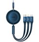 Cablu pentru incarcare si transfer de date 3 in 1 Baseus Bright Mirror 2, USB - Micro-USB/Lightning/USB Type-C, 3.5A, 1.1m,Akvastru